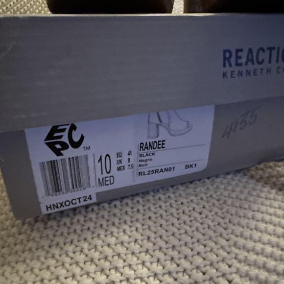 Kenneth Cole Reaction Randee Black Platform sandals Peep Toe Cork Heel Sz 10 NIB - Picture 2 of 7